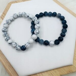 Duo Marble Ceramic Beaded Bracelet - Small wrists